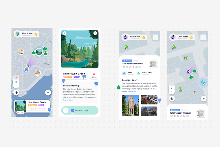 First week explorations — light theme map and location cards