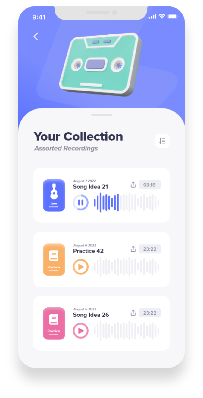 Recordings collection screen